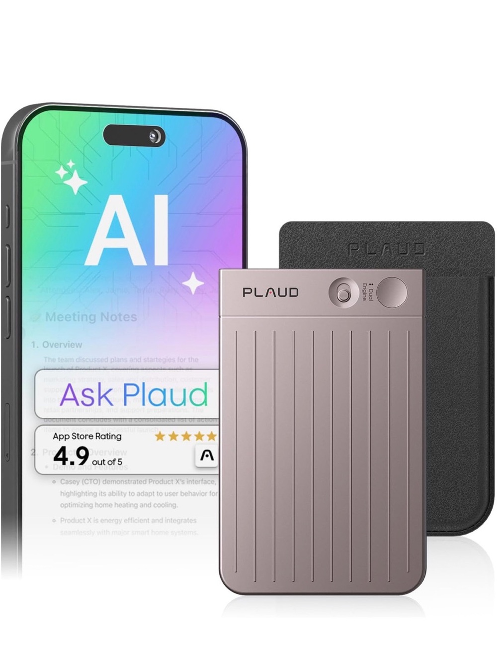 Plaud Portable Voice Recorder in Metallic Rose